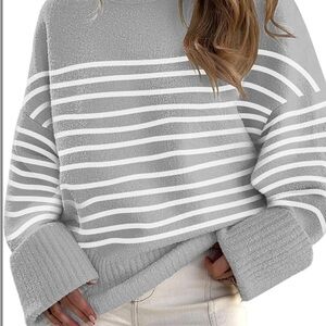 Gray Striped Women's Sweater